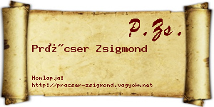 Prácser Zsigmond névjegykártya